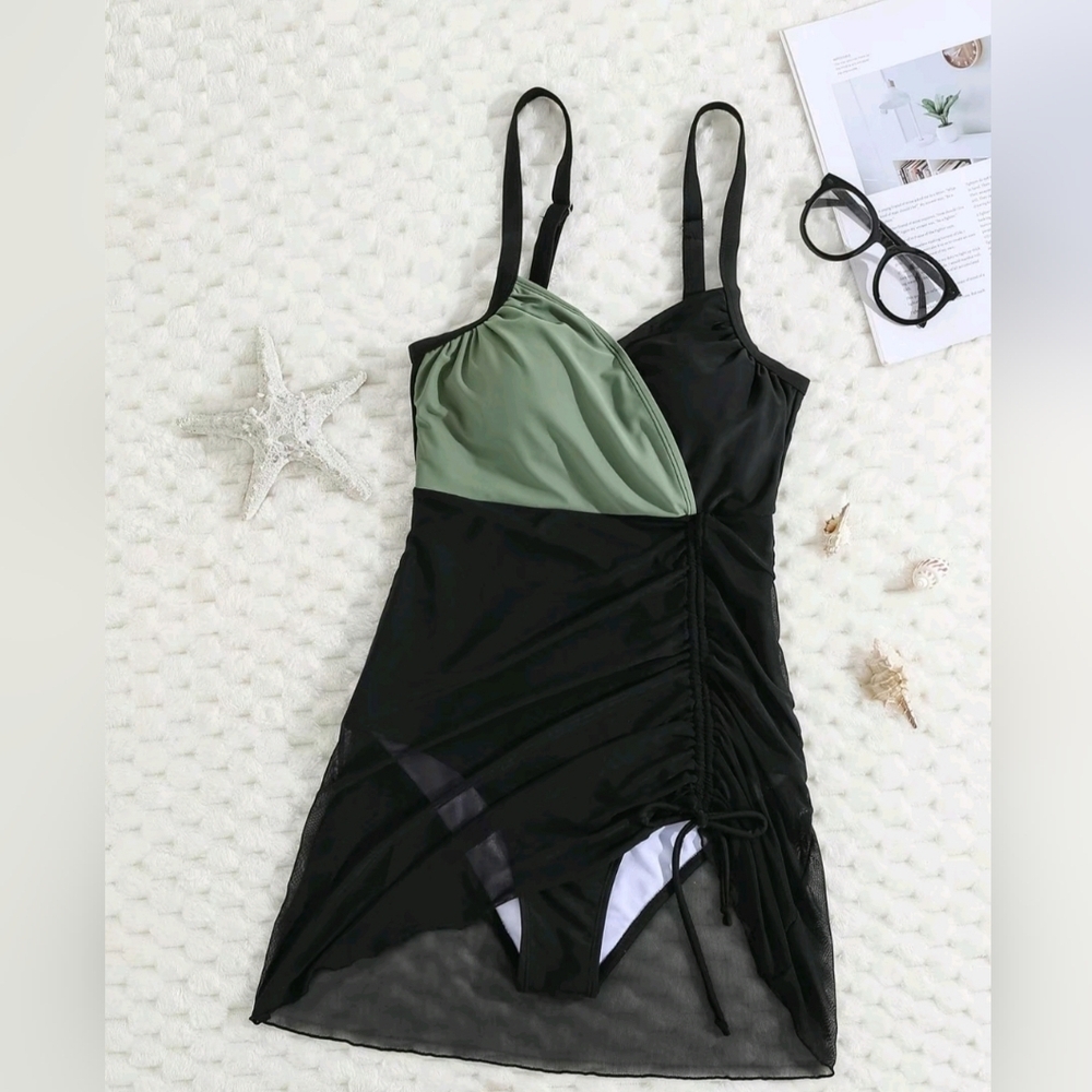 One Piece Green and Black Swimsuit